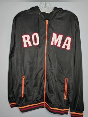 Italia Roma Soccer Track Jacket-Mens 3XL/XXL-Black/Orange/White/Red-Futbol,Team